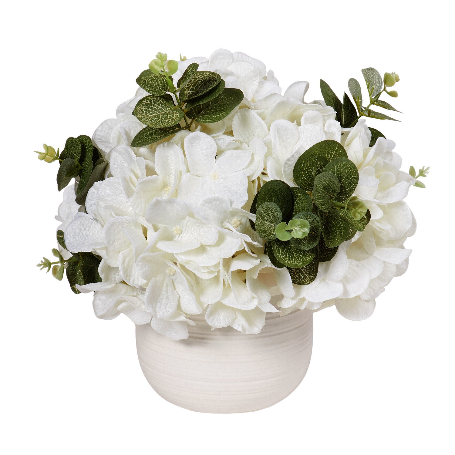 Hydrangea & Eucalyptus Arrangement - White Image 1