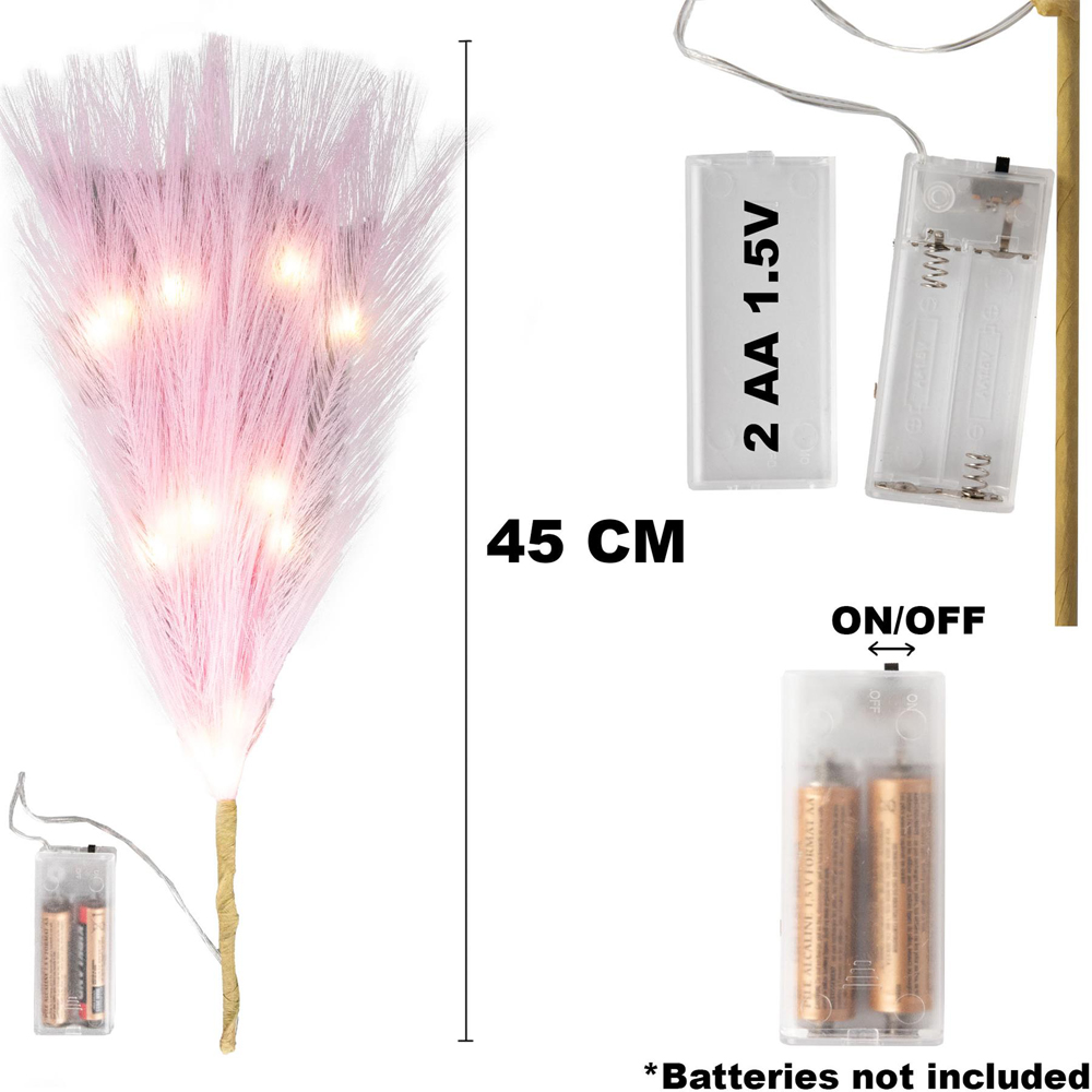 Shatchi Pre Lit Pink Pampas Grass 45cm Image 5