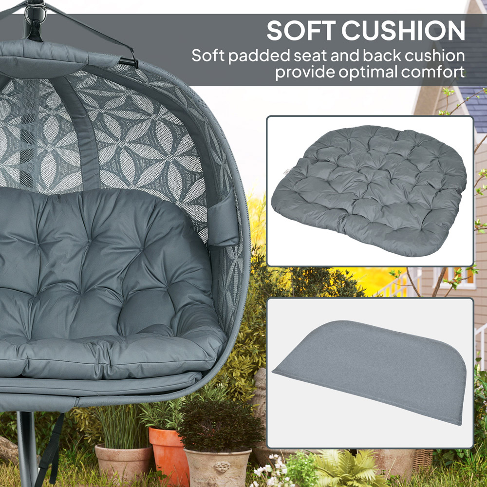 Outsunny Charcoal Grey Double Hanging Swing Chair Image 7