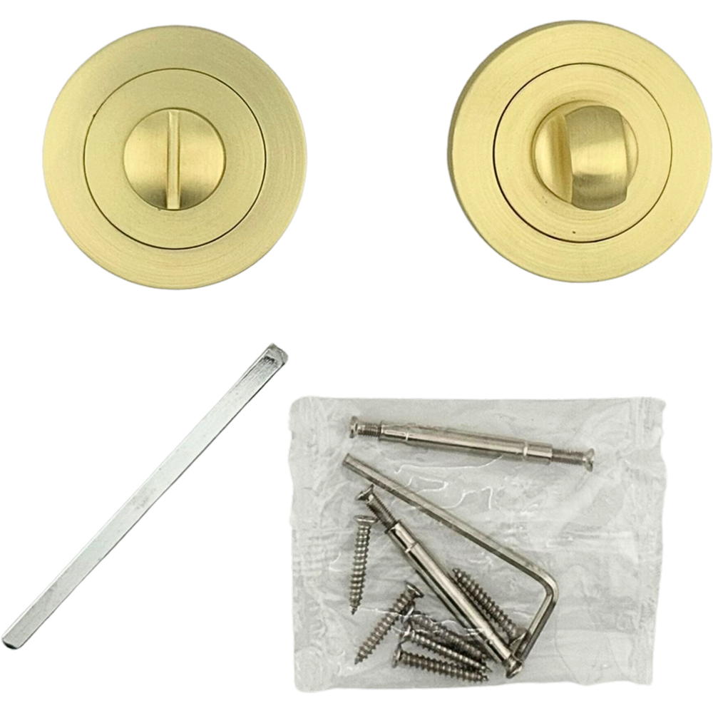 AXS Hardware Satin Brass Bathroom Turn and Release Privacy Set with Deadbolt 44mm Image 3