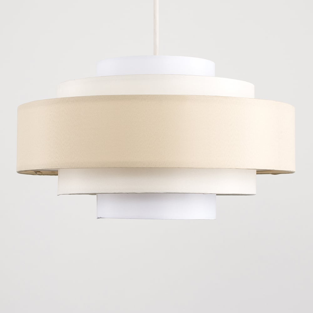 ValueLights Hampshire 3 Tone Cream Fabric 5 Tiered Ceiling Pendant Light Lamp Shade Image 3