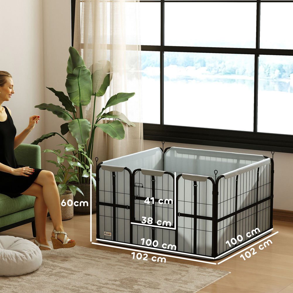 PawHut Black Oxford Fabric Whelping Box with Washable Whelping Pad Image 9