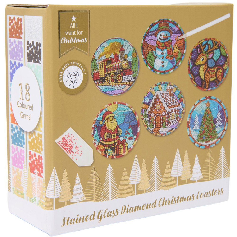 Stained Glass Diamond Xmas Coasters Kit Image 2