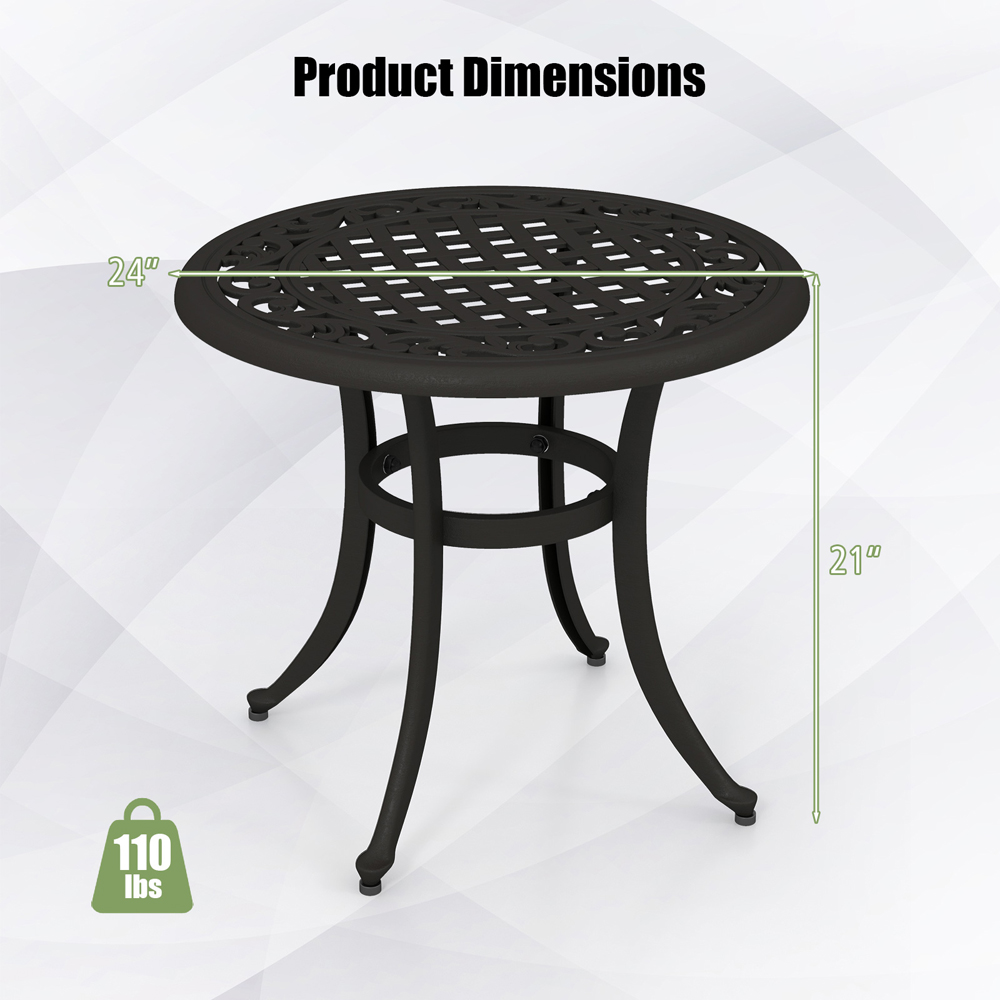 Costway Brown Patio Side Table with Adjustable Footpads Image 9