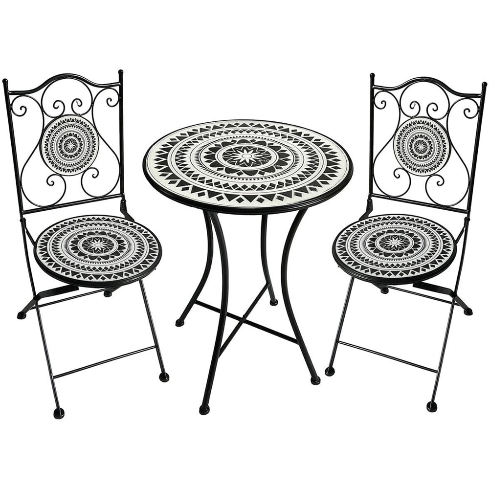 Mabel Mosaic Bistro Set - Black and White Image 2