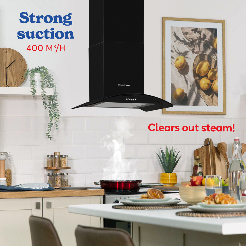 Russell Hobbs RHGCH901B-M Black 90cm Wide Chimney Cooker Hood Image 5