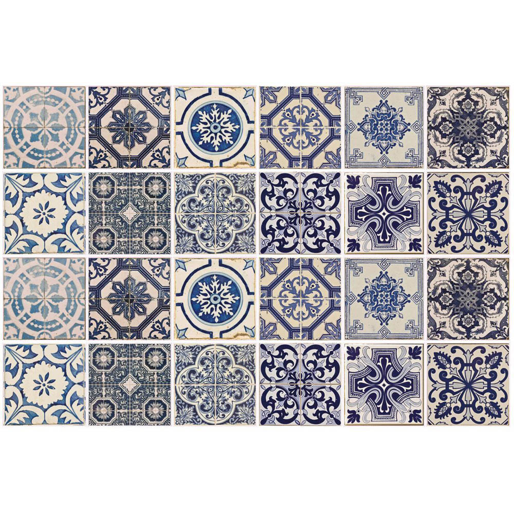 Walplus Malaga Spanish Blue Multicoloured Self Adhesive Tile Sticker 24 Pack Image 4