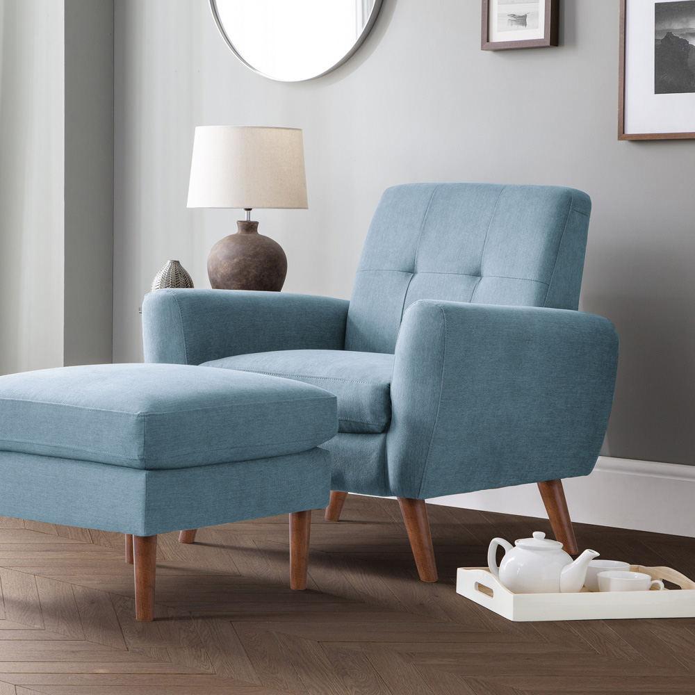 Julian Bowen Monza Blue Compact Retro Armchair Image 4