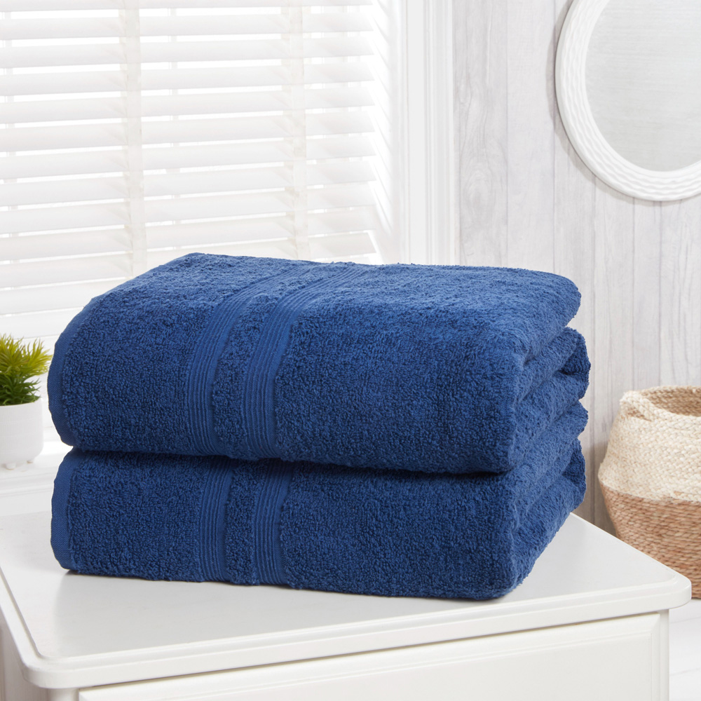 Rapport Home Camden Super Soft Combed Cotton Blue Bath Towel 2 Pack Image 2