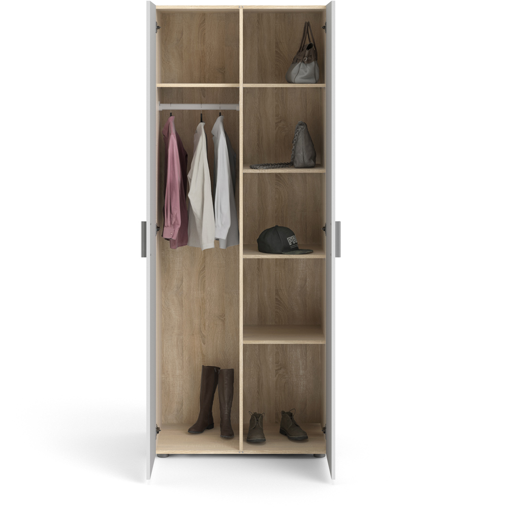 Florence 2 Door Oak and White High Gloss Wardrobe Image 5