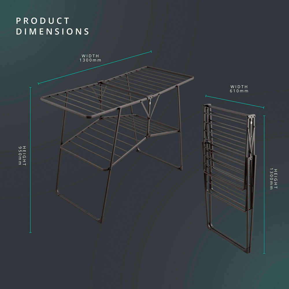 Swan Stealth Black Easy-Close Collapsible Clothes Airer 25m Image 9