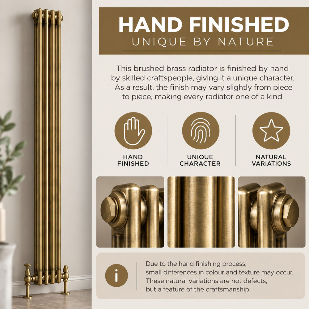 Go Bathrooms Clarence Antique Brass 2 Column 4 Section Radiator 1800 x 200mm Image 4