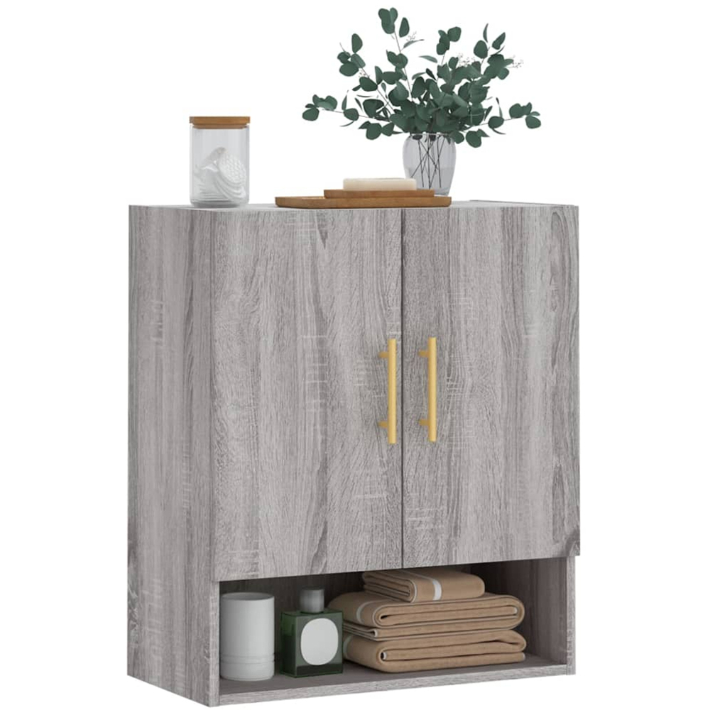 vidaXL 2 Door Single Shelf Grey Sonoma Wall Cabinet Image 3