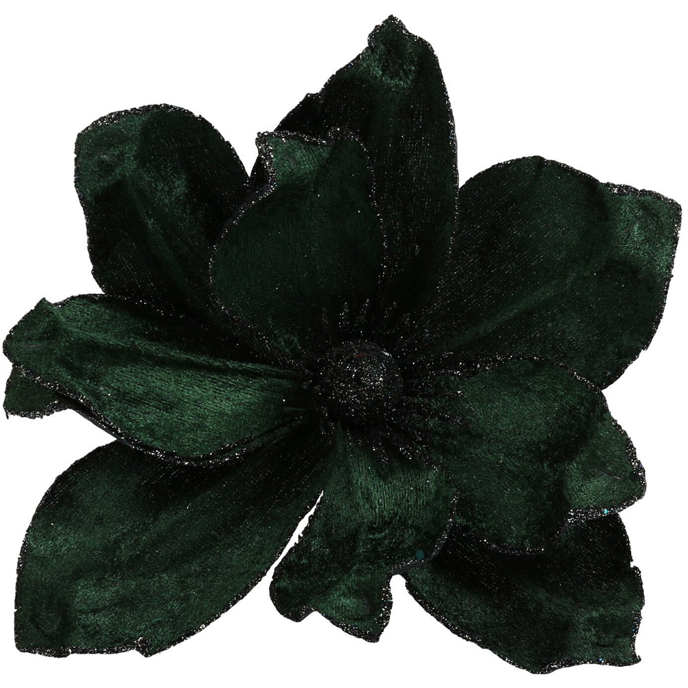 Emerald Christmas Flower Decoration - Green Image 1
