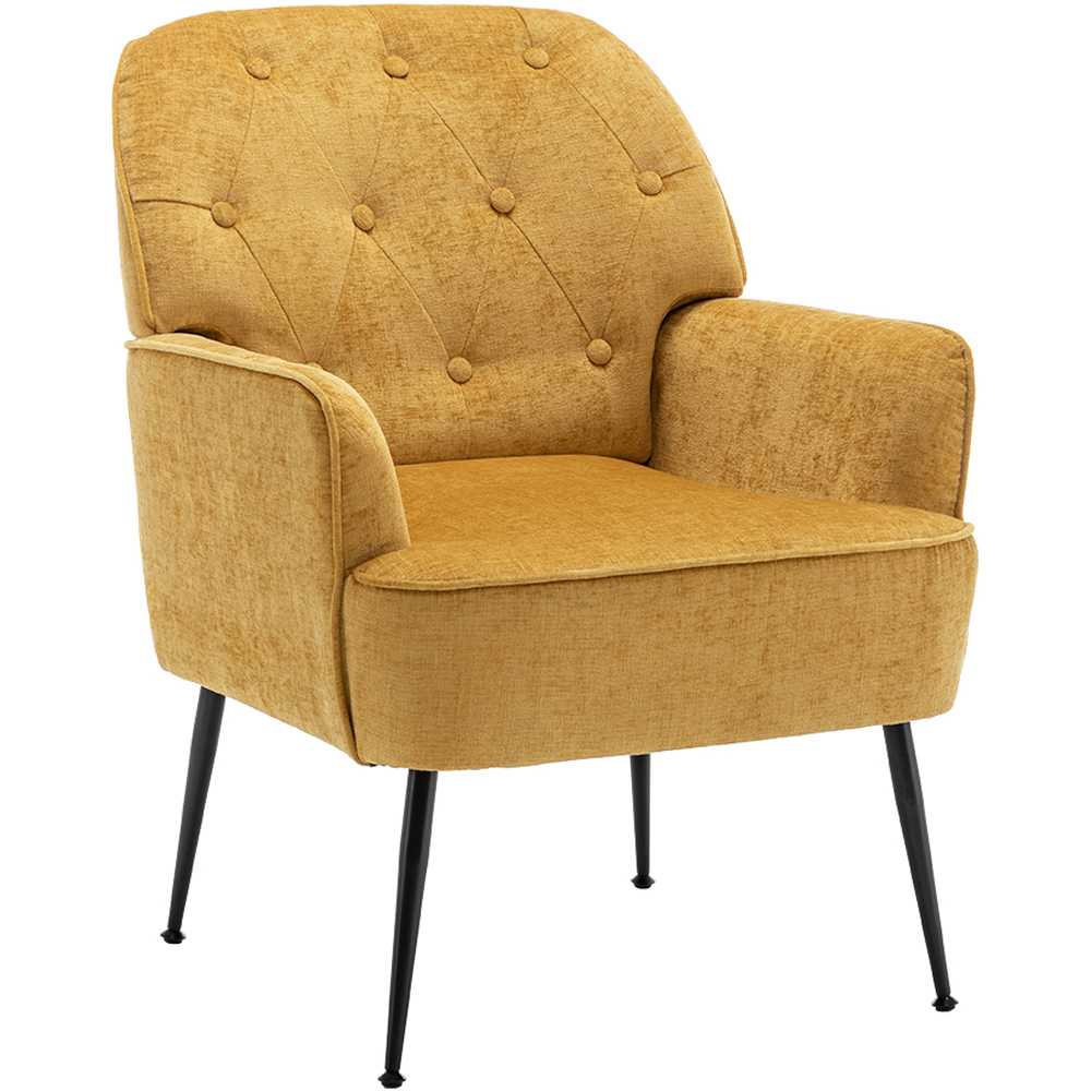 Living and Home Yellow Chenille Upholstered Leisure Chair with Armrests Image 2