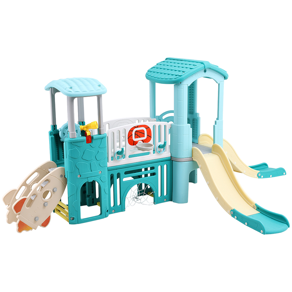 H&O Direct Kids Double Slide Climber Playset with Ring Toss Image 1