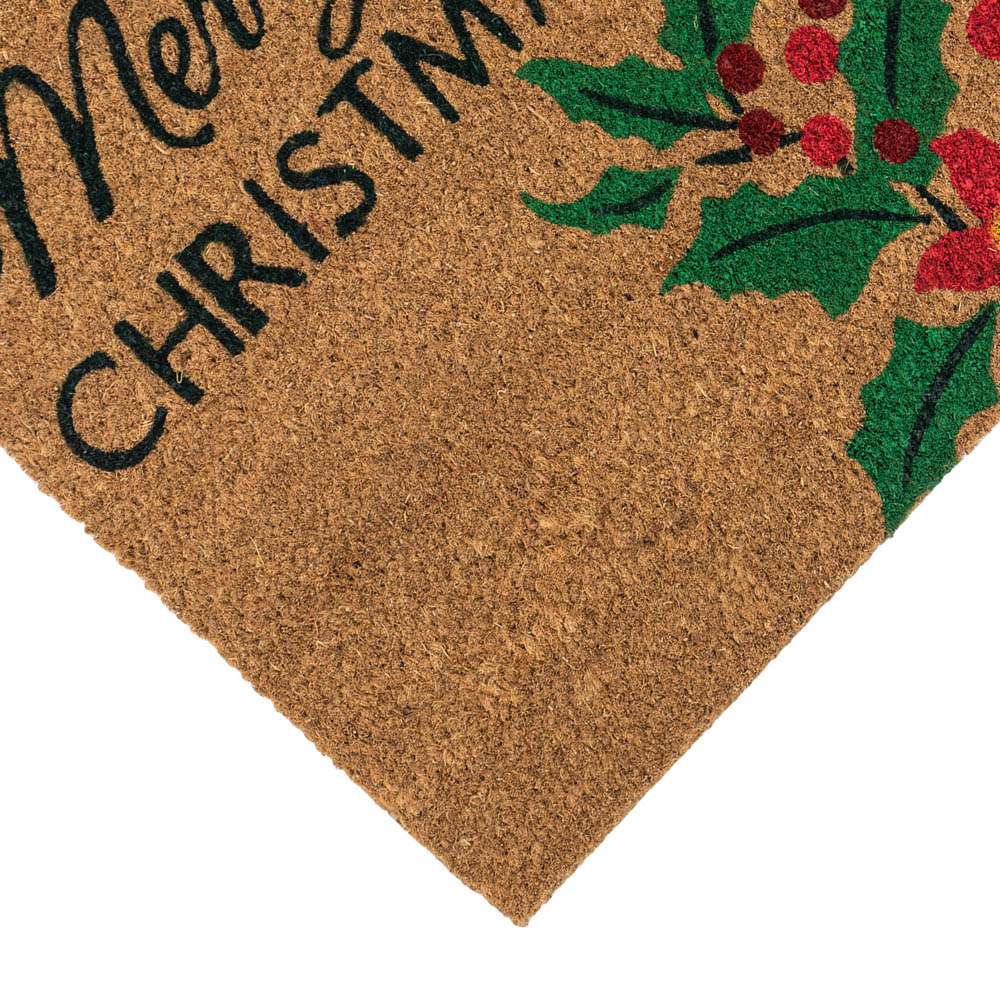 JVL Christmas Holly Coir Non Slip Entrance Doormat 40 x 58cm Image 3