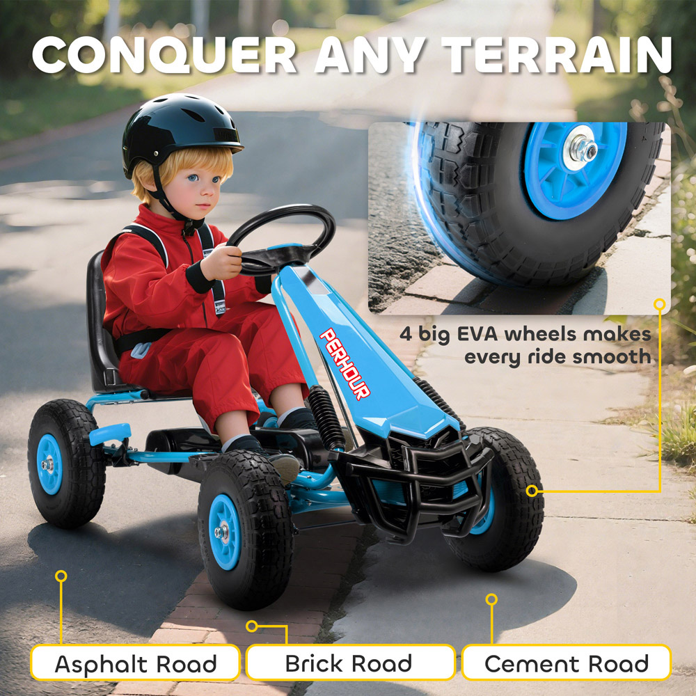 Tommy Toys AIYAPLAY Blue Adjustable Seat Kids Pedal Go Kart with EVA Tyres Image 6