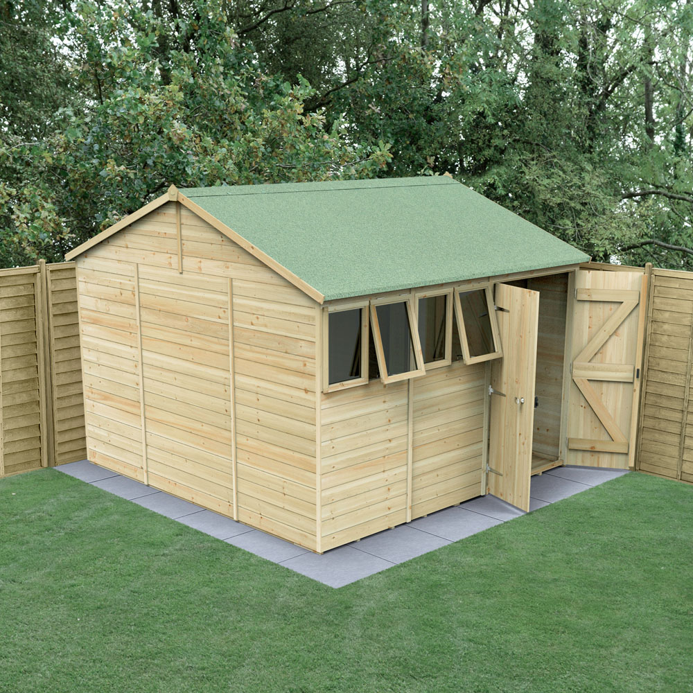 Forest Garden Timberdale 10 x 10ft 2 Opening Tongue and Groove Reverse Apex Garden Shed Image 2