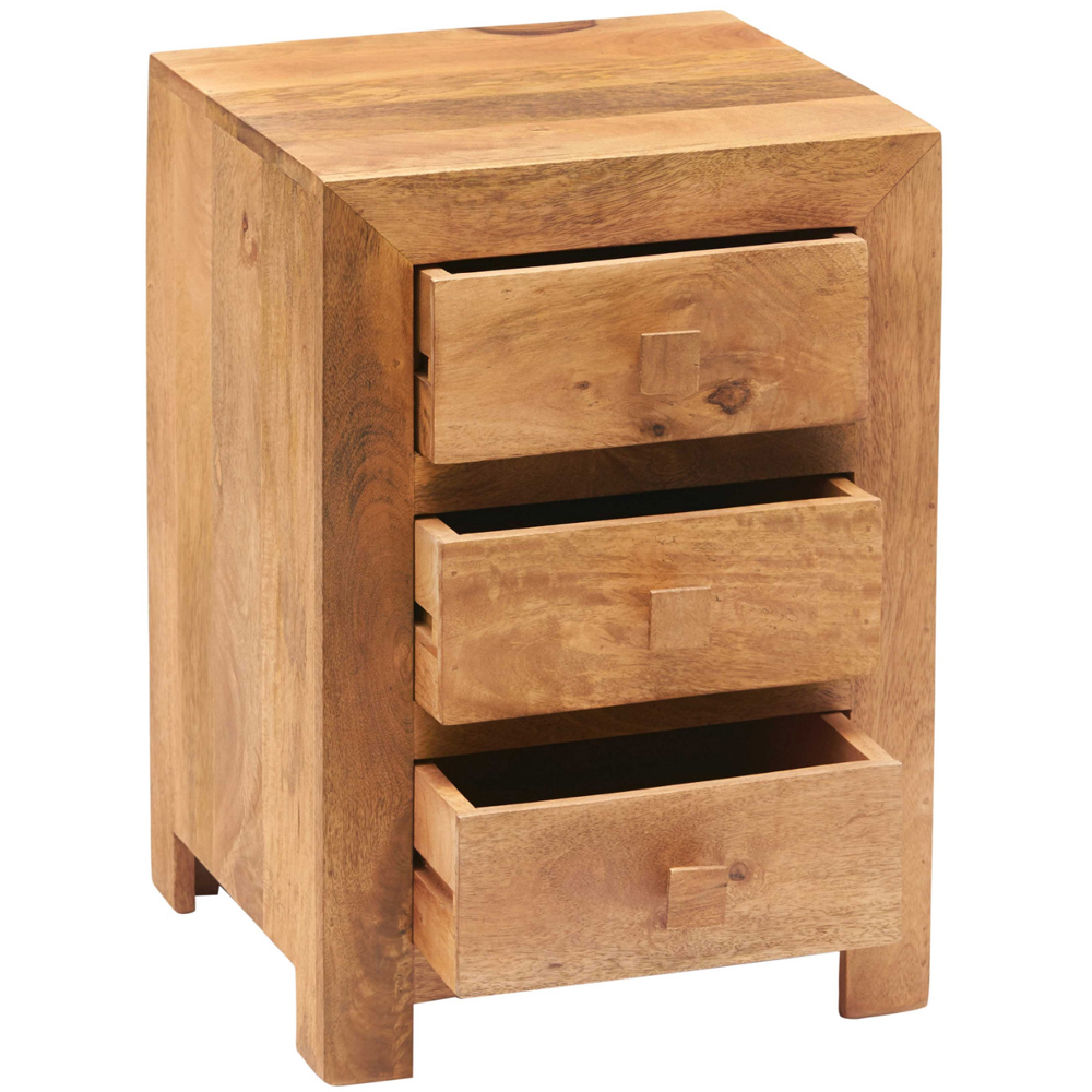 Brooklyn Napoli Toko 3 Drawer Light Mango Bedside Table Image 2