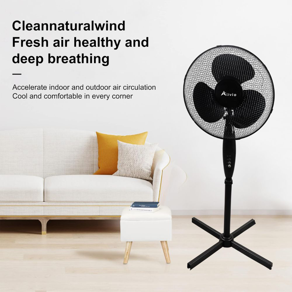 Alivio Black Pedestal Fan 16 inch Image 8