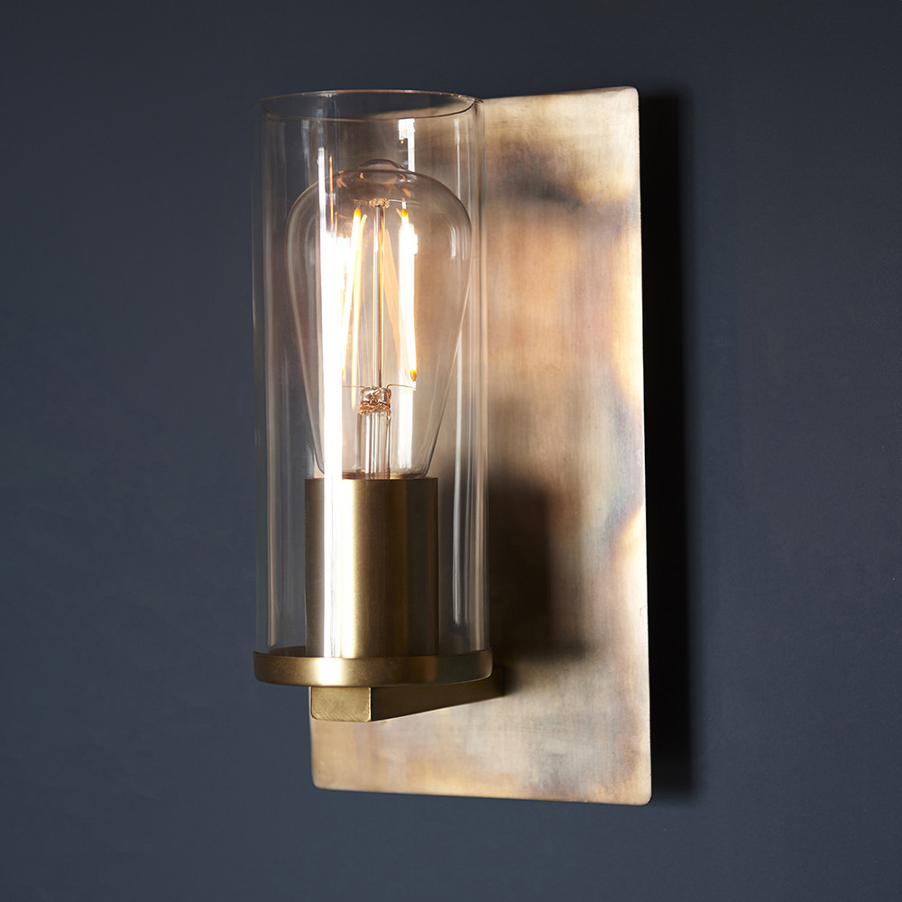 Merano Palermo Bronze Patina and Clear Glass Wall Lamp Image 4