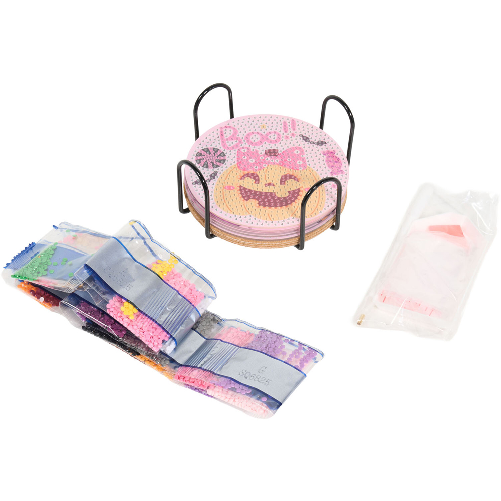 Pack of 6 Spooky Cute Diamond Art Coasters Image 4