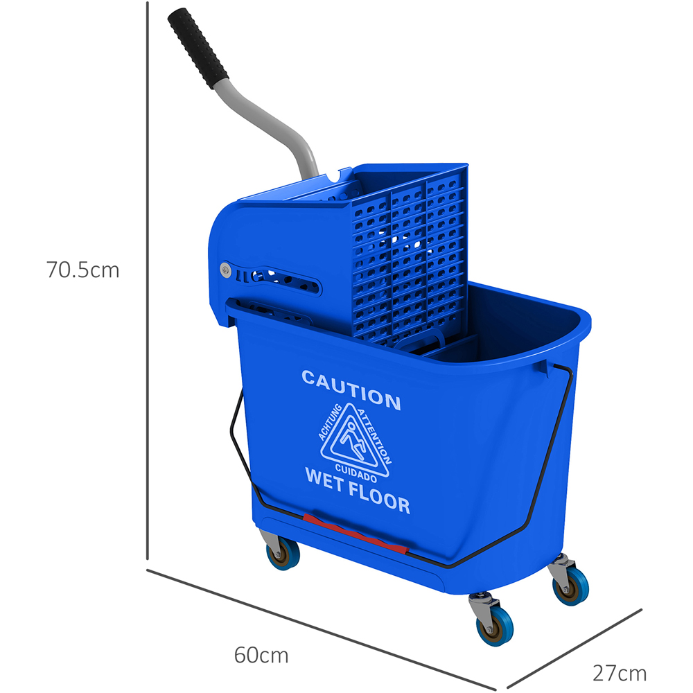 HOMCOM Blue Wringer Handle Mop and Bucket Set on Wheels 20L Image 9