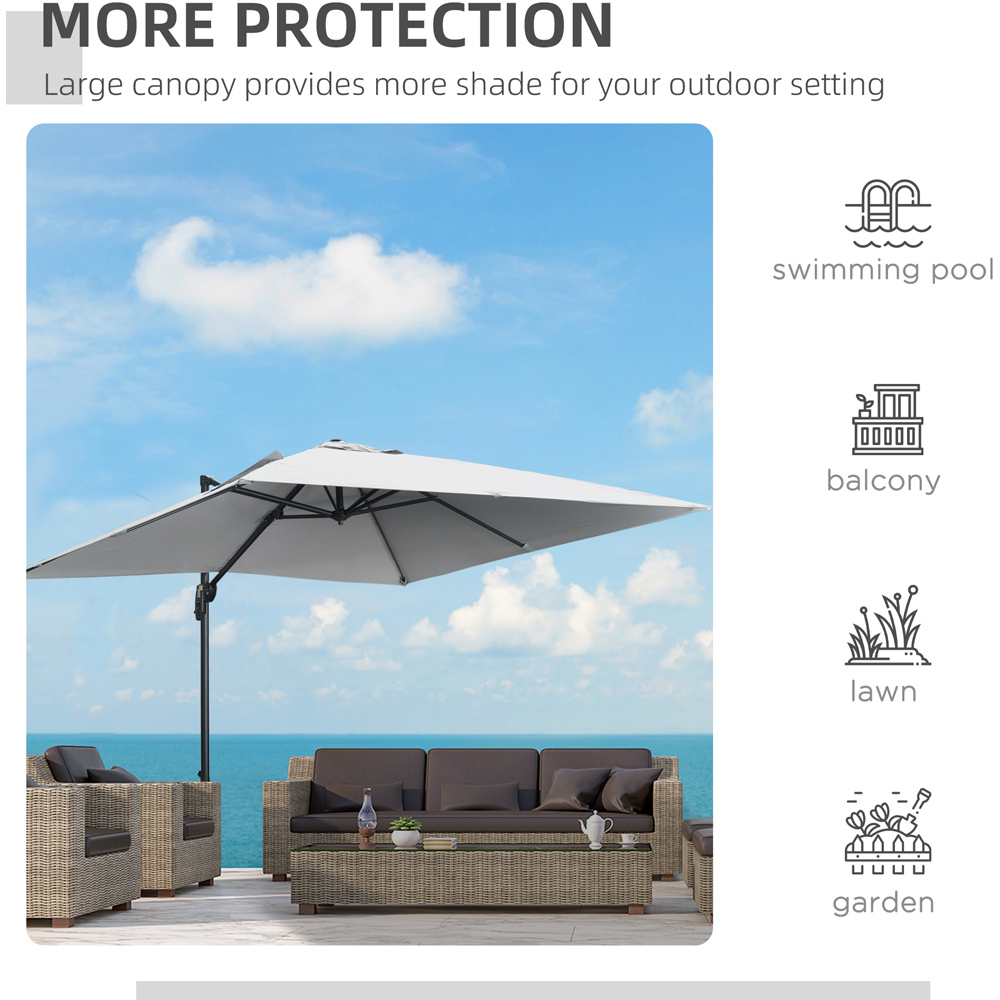 Outsunny Grey Cantilever Paraso with Cross Base 2.7 x 2.7m Image 8
