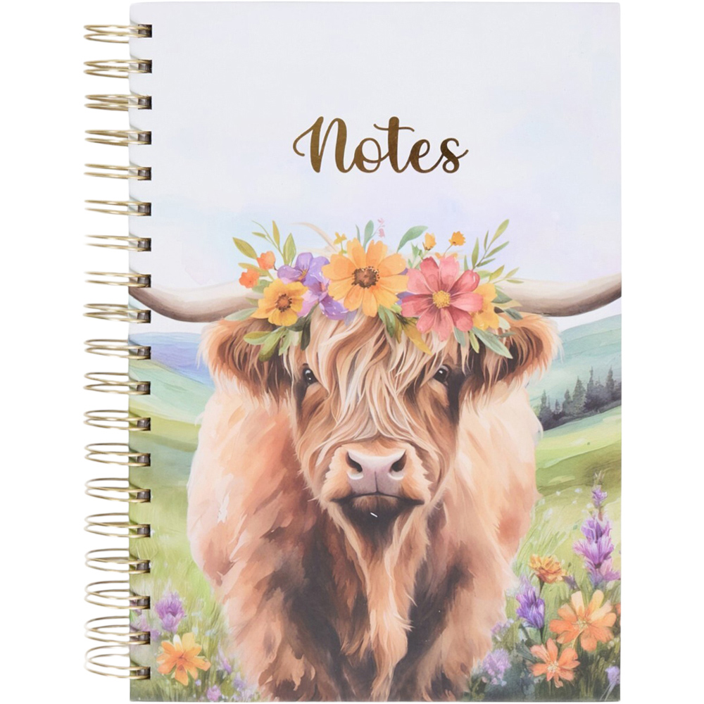 Floral Highland Cow B5 Notebook Image 1