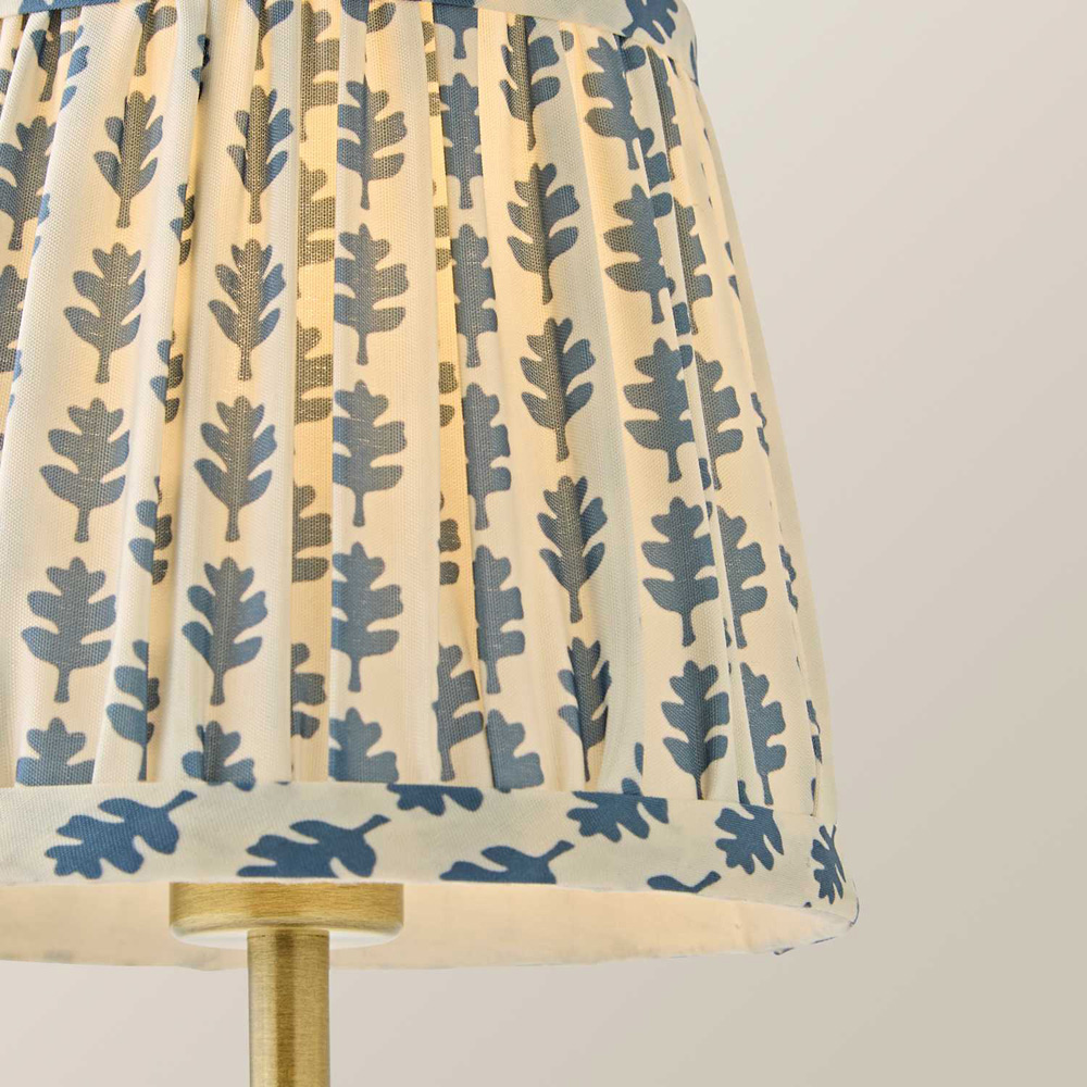 ValueLights Lowe Blue Ditsy Floral Pleated Shade Gold Rechargeable Table Lamp with Bulb Image 4