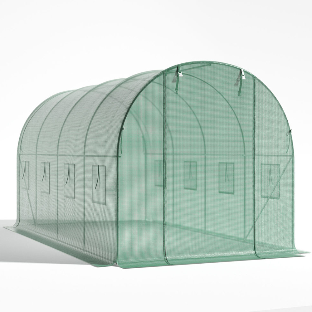 Living and Home Green 13ft Walkin Tunnel Greenhouse Wilko