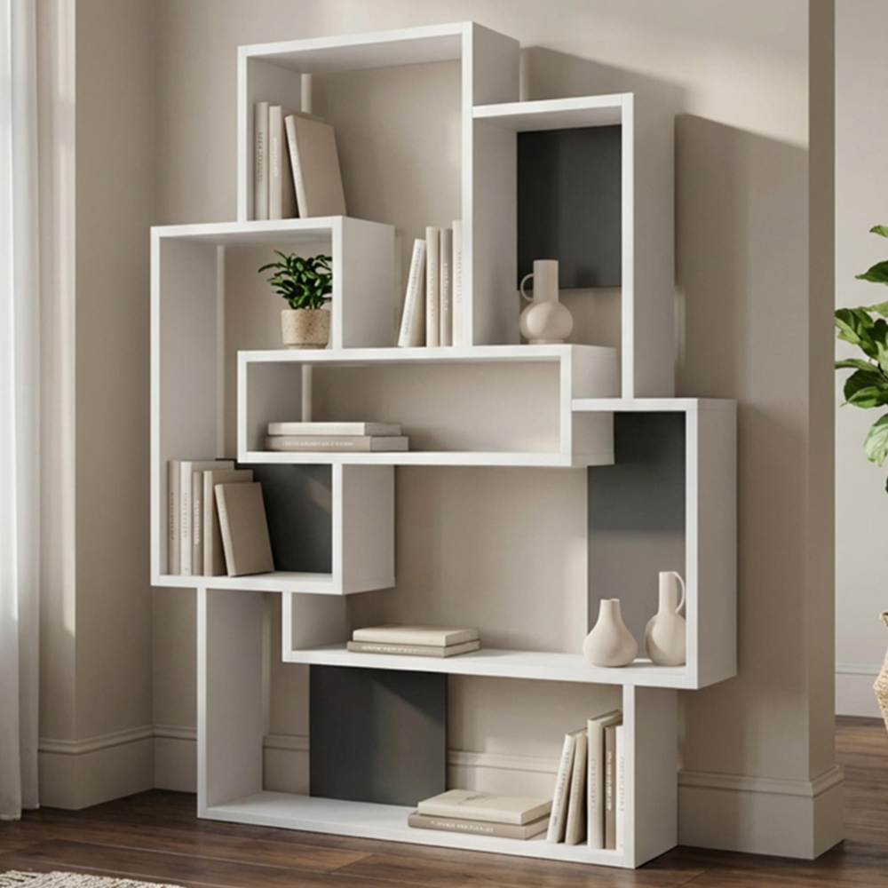 Decortie Barce 6 Shelf White Bookcase Image 1