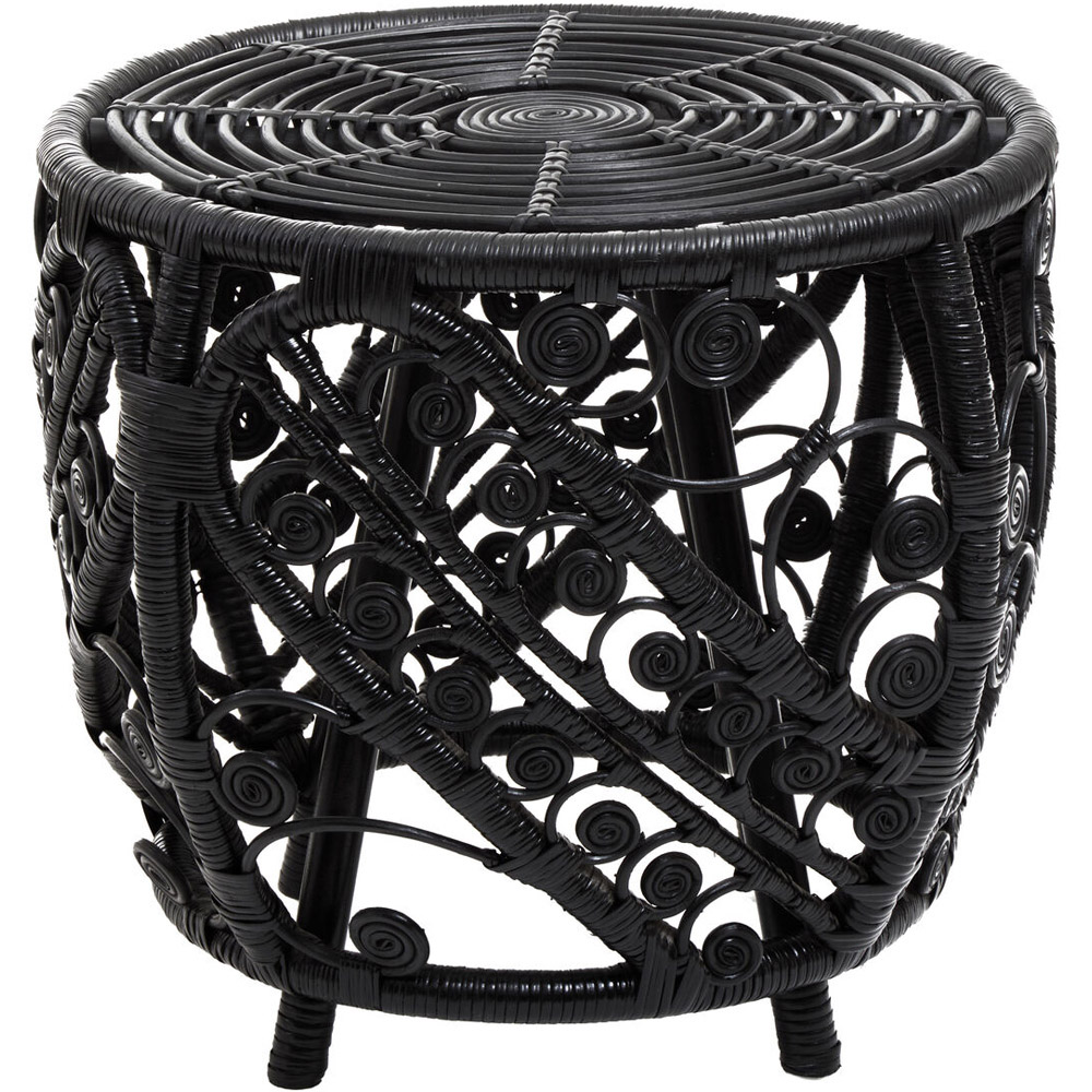 Premier Housewares Mataram Black Natural Rattan Side Table Image 3