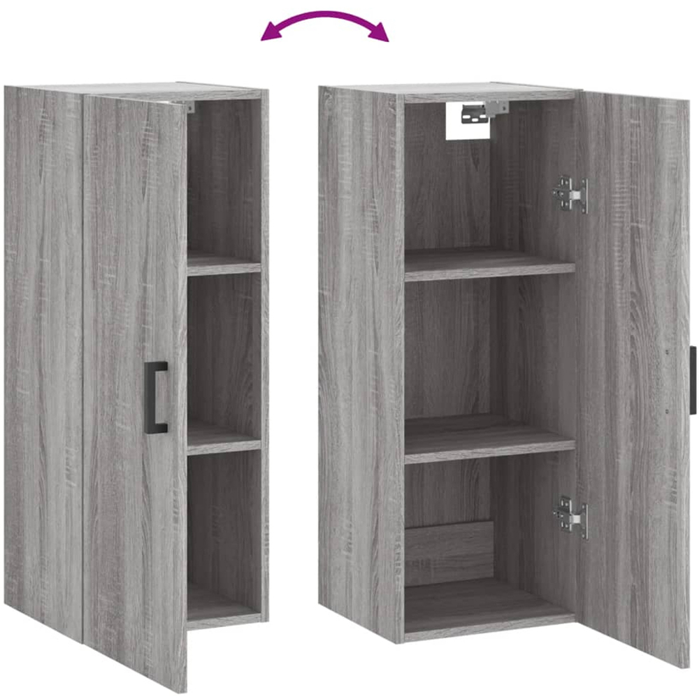 vidaXL Single Door Grey Sonoma Wall Mounted Cabinet Image 8