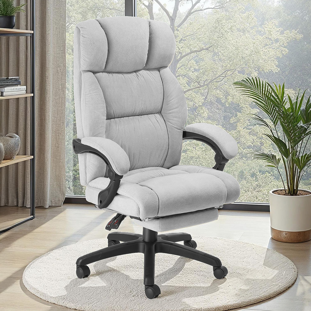 tectake Gillian Grey Office Chair with Folding Footrest Image 1