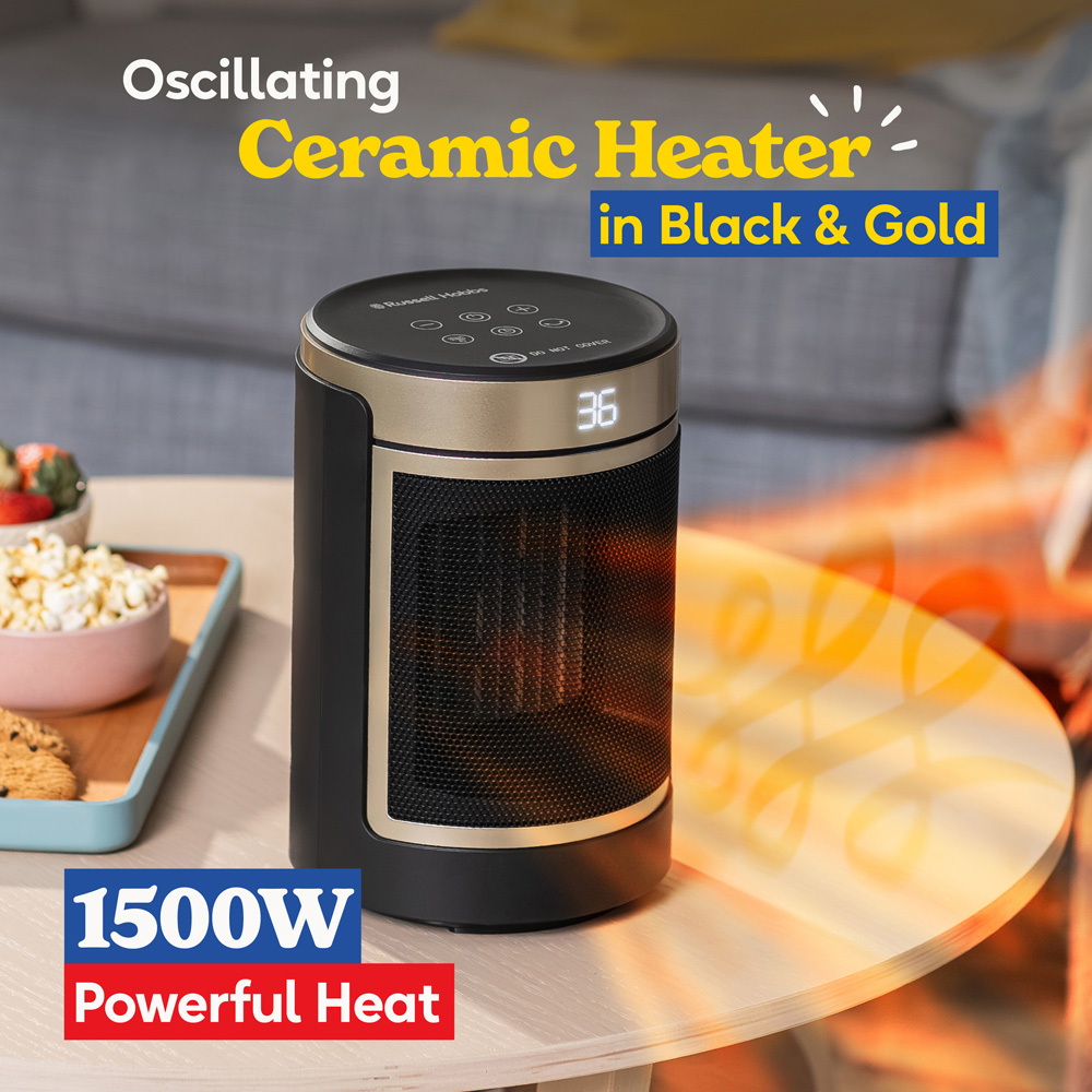 Russell Hobbs RHCH2002G Black and Gold Oscillating Ceramic Heater 1500W Image 3