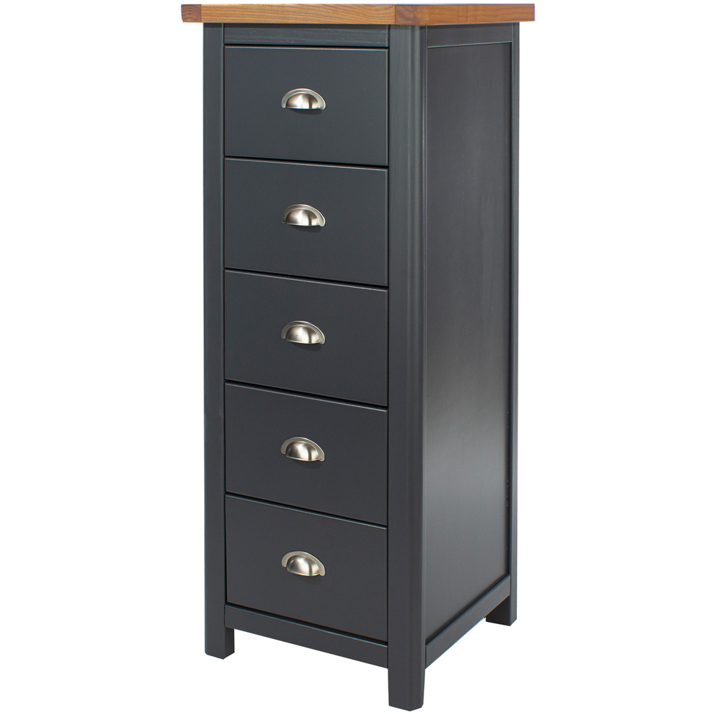Core Products Dunkeld 5 Drawer Midnight Blue Narrow Chest of Drawers Image 2