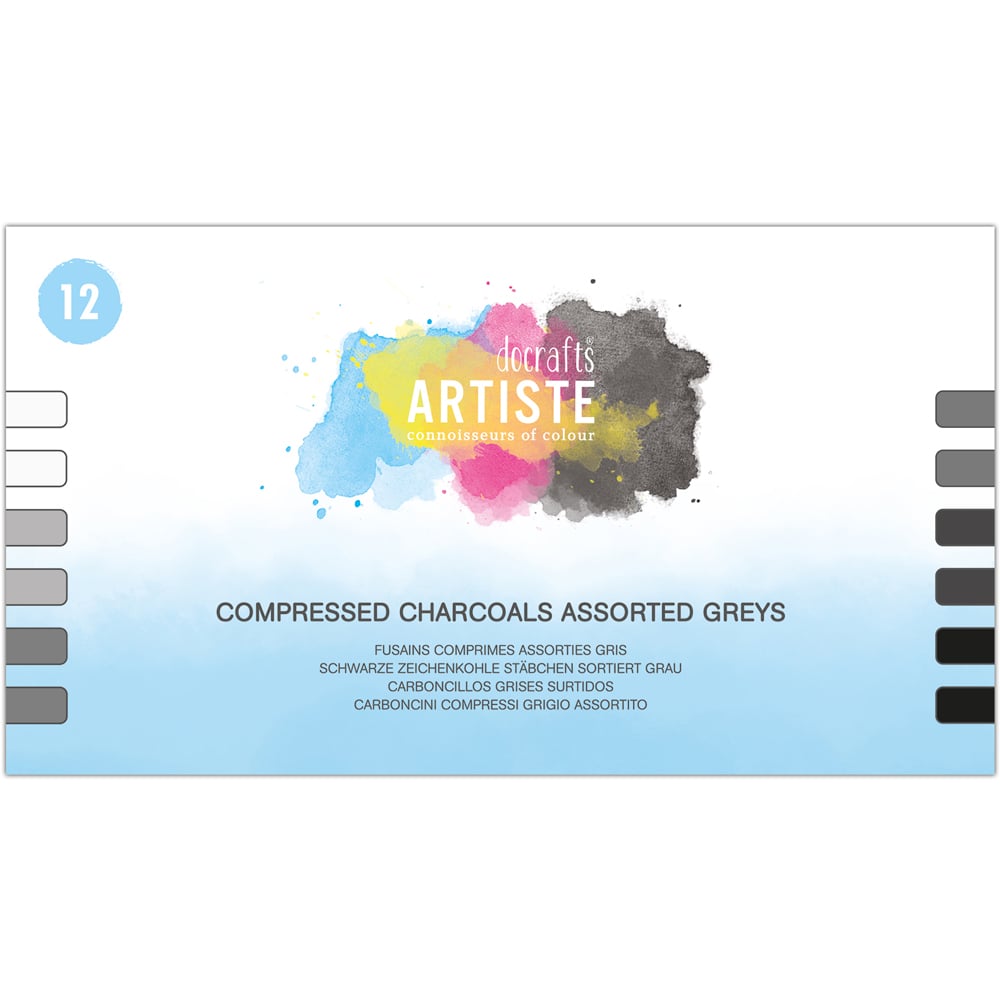 Docrafts Artiste Grey Compressed Charcoals 12 Pack Image