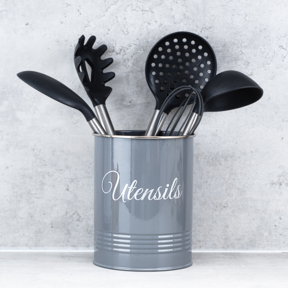 Innoteck Essentials Grey Metal Utensil Crock Holder Image 2