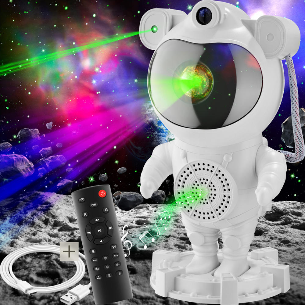 tectake White LED Starry Sky Projector Astronaut with Bluetooth and Remote Control Image 2