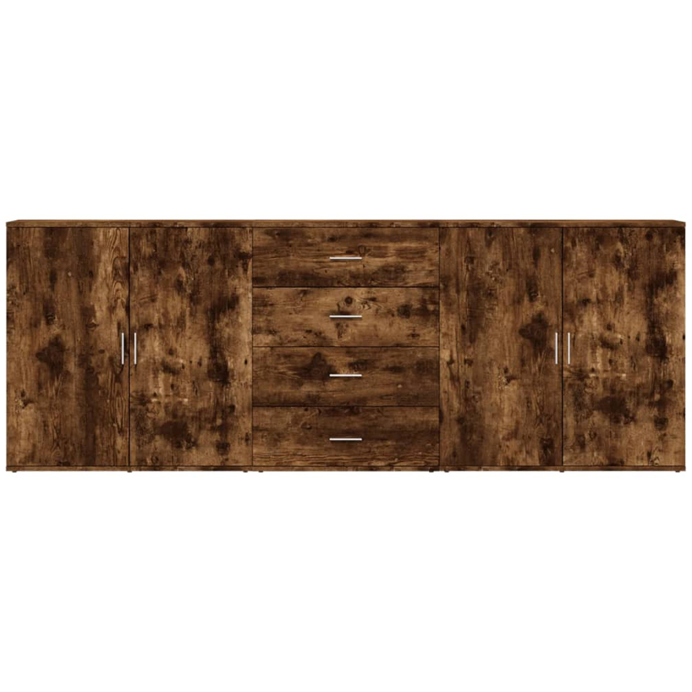 vidaXL 4 Door 4 Drawer Smoked Oak Sideboard Image 4