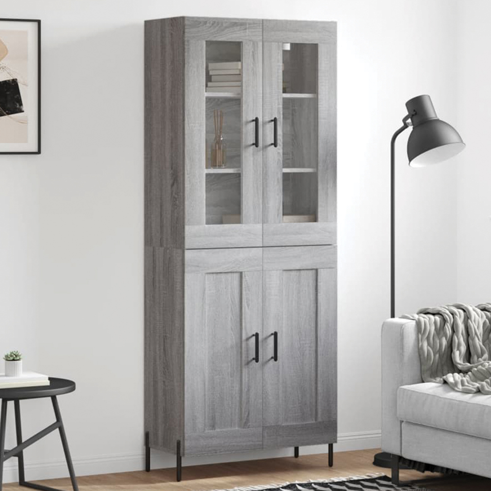 vidaXL 2 Door Concrete Grey Highboard Image 1