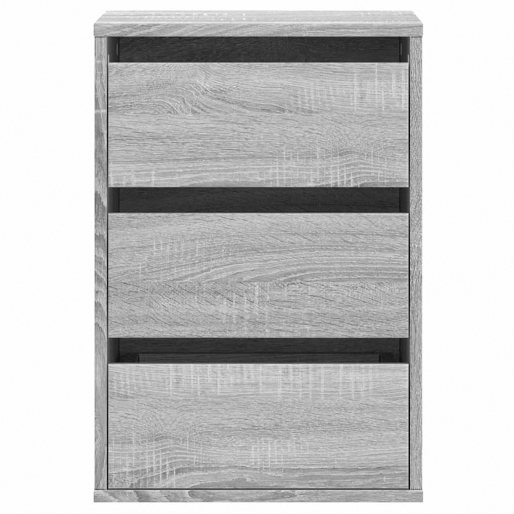 vidaXL 3 Drawer Grey Sonoma Oak Wooden Chest of Drawers Image 3
