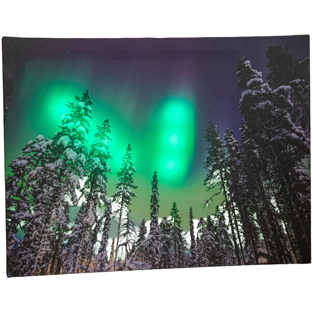 Samuel Alexander White LED Aurora Battery Powered Christmas Wall Art Canvas 40 x 30cm Image 1