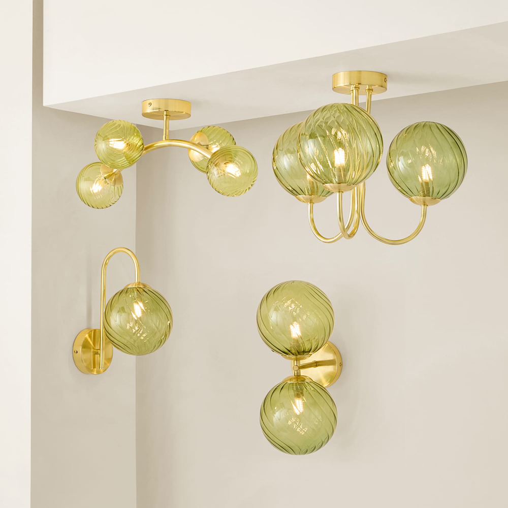 ValueLights Sydney Brushed Gold 2-Way Glass Globe Wall Light with Bulb Image 6