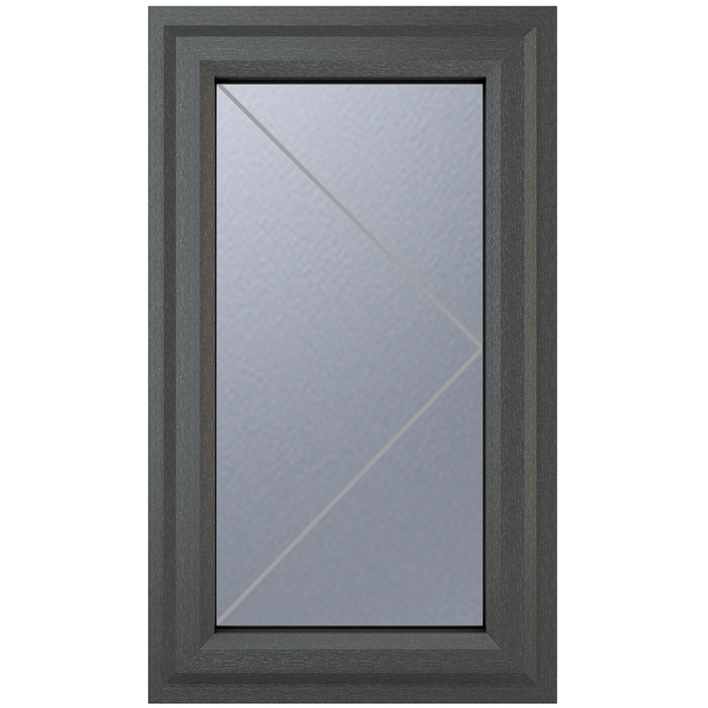 Crystal uPVC Triple Glazed Window Right Hand Side Hung Grey White Obscure Glass 610x1190mm Image 2