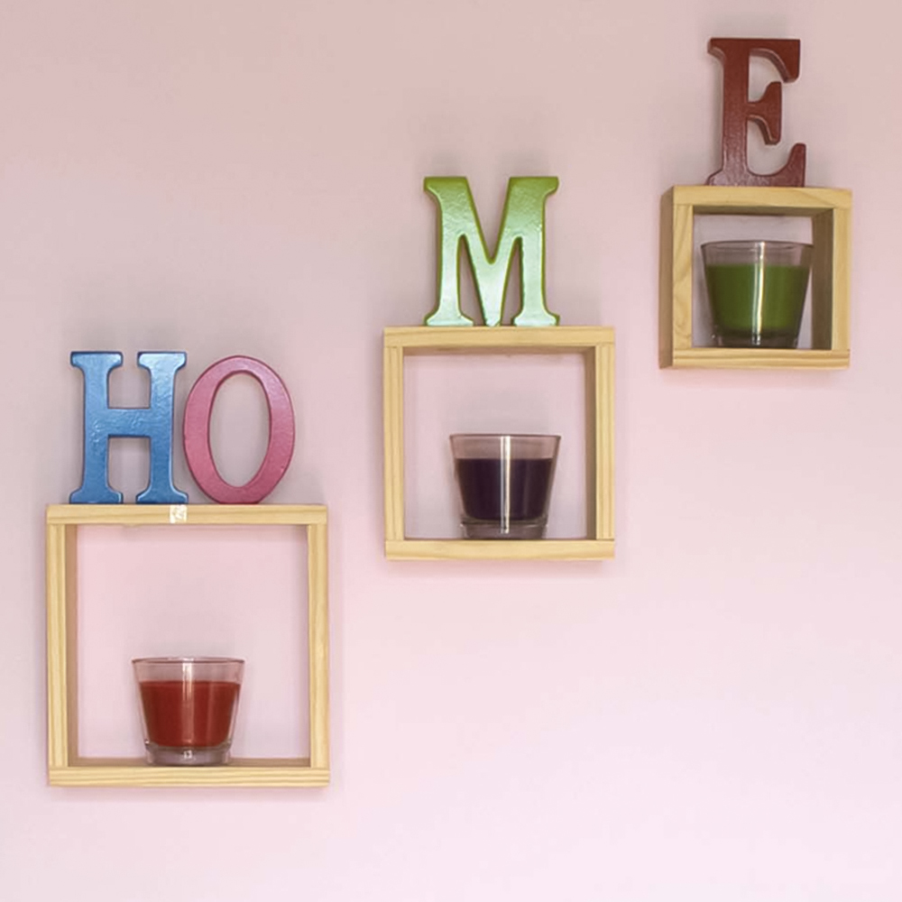 Core Products Natural Wood Wall Cube Shelf Set of 3 Image 3