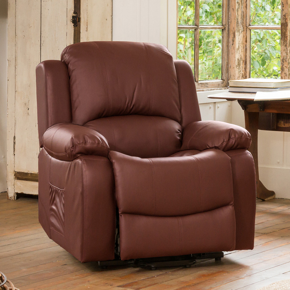 Glendale Burgundy Bonded Leather Manual Recliner Chair Image 4