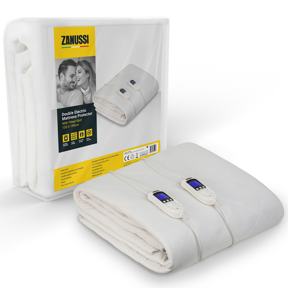 Zanussi Double Washable Electric Heated Mattress Protector with Fitted Skirt and Controller Image 3
